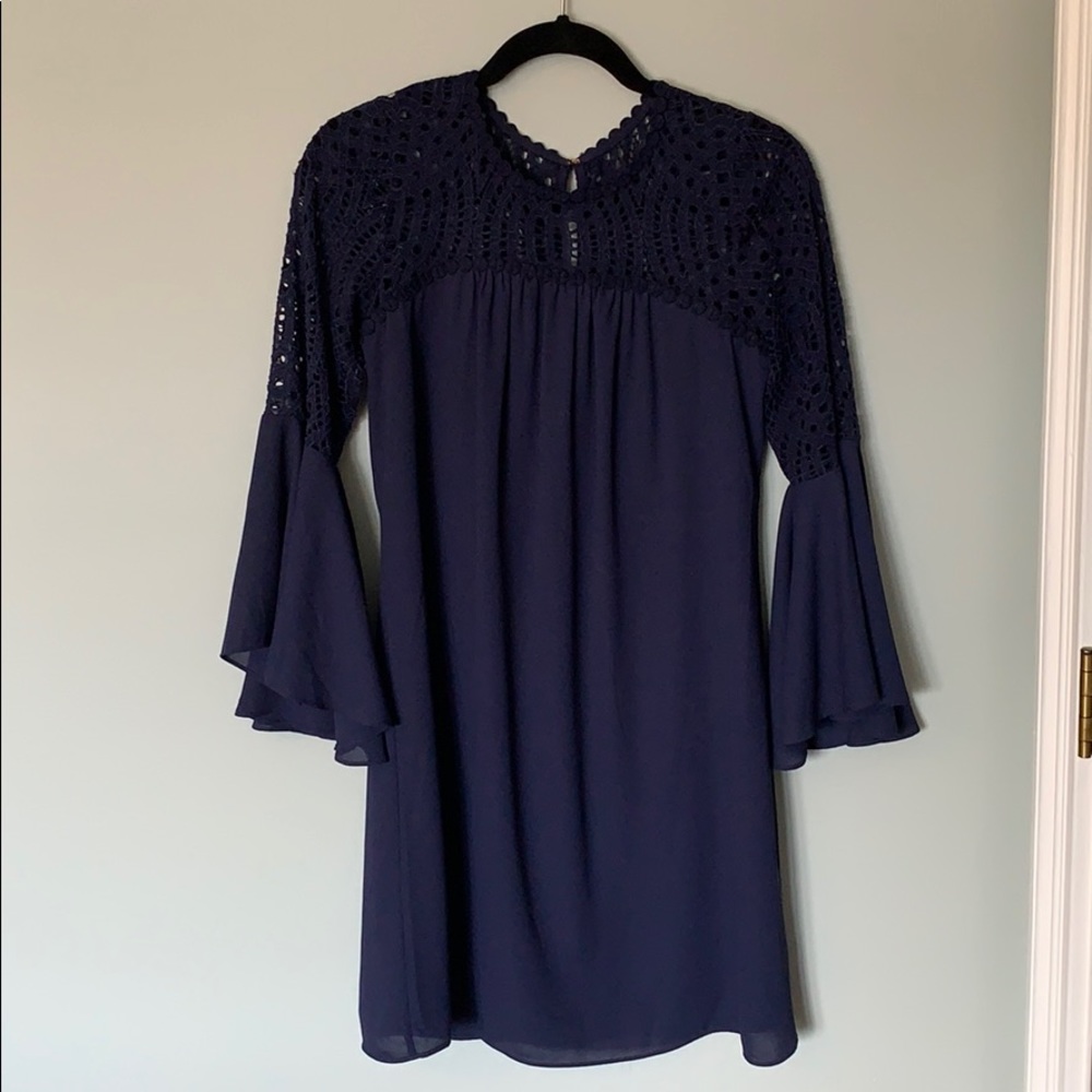 Dress with bell sleeves
